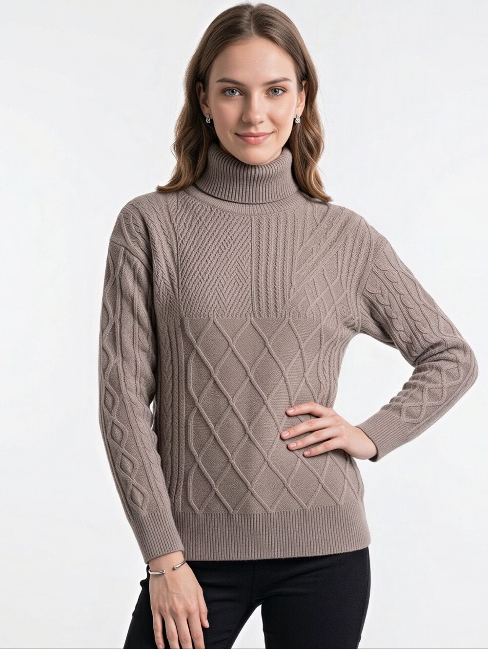 Mabelinda Cable Knit Turtleneck Sweater